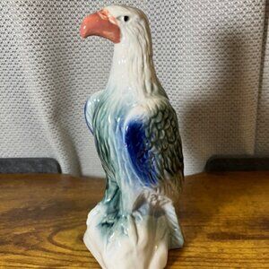 Cobalt Blue & White Ceramic Eagle Figurine Made in‎ Brazil 7.5"H